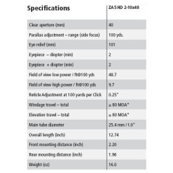 Minox ZA5 HD 2-10x40 Rifle Scope BDC 600 Reticle 66411