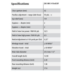 Minox ZA5 HD 3-15x42 SF Rifle Scope BDC 800 Reticle 66432