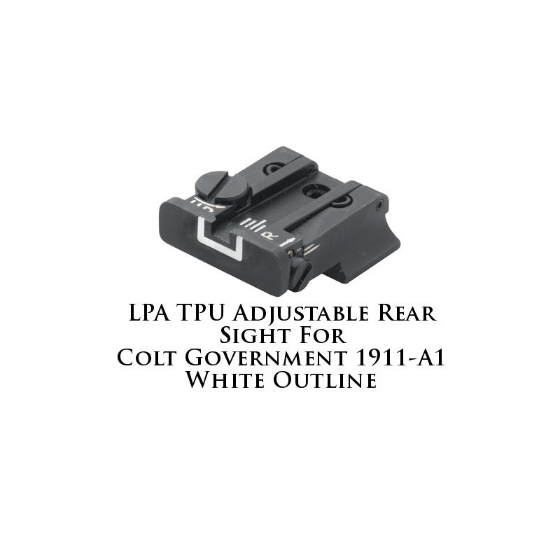 LPA TPU Adjustable Rear Sight for Colt Government 1911-A1 White Outline TPU45CT-18