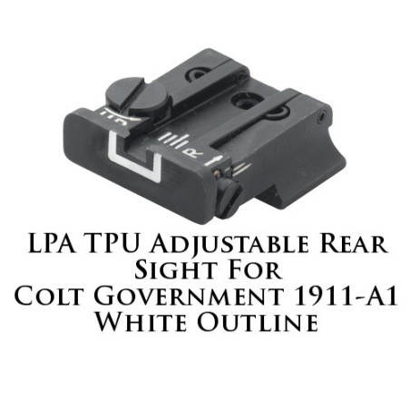 LPA TPU Adjustable Rear Sight for Colt Government 1911-A1 White Outline TPU45CT-18