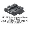 LPA TPU Adjustable Rear Sight for Colt Government 1911-A1 White Outline TPU45CT-18