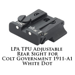 LPA TPU Adjustable Rear Sight for Colt Government 1911-A1 White Dot TPU45CT-30