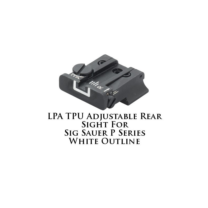 LPA TPU Adjustable Rear Sight for Sig Sauer P Series White Outline TPU25SS-18