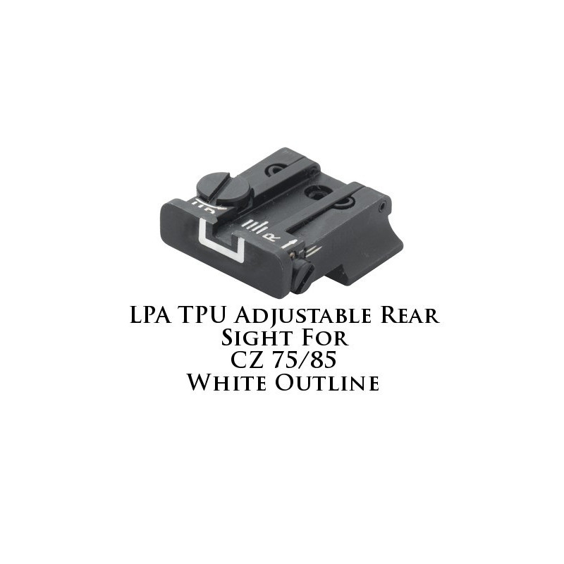 LPA TPU Adjustable Rear Sight for CZ 75 and 85 White Outline TPU57CZ-18