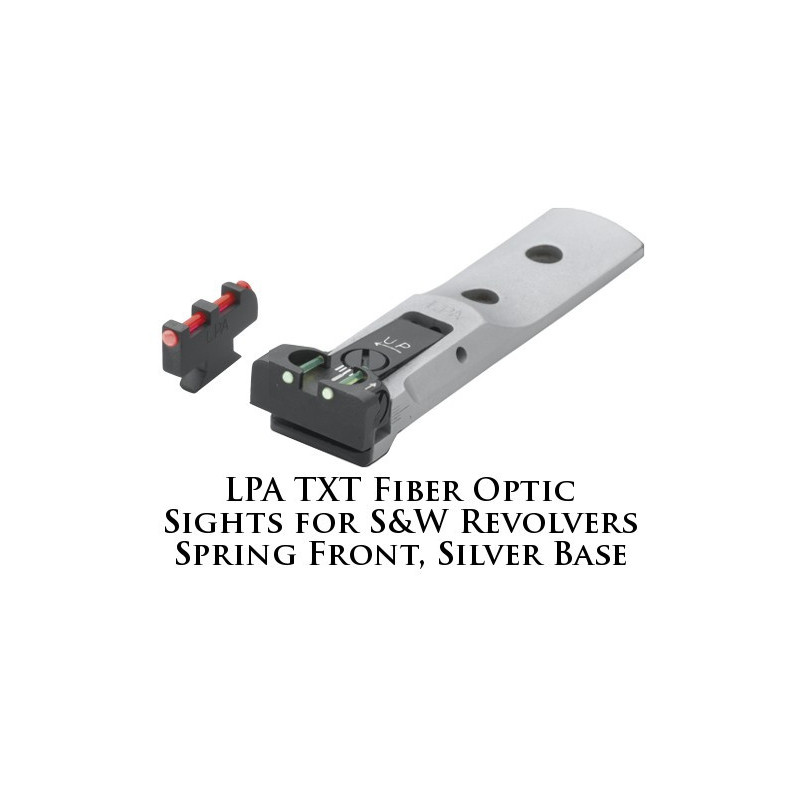 LPA TXT Fiber Optic Sights for S&W Revolvers Silver Base Spring Front TXT03-F2