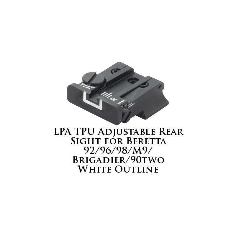 LPA TPU Adjustable Rear Sight for Beretta White Outline TPU92BE-18