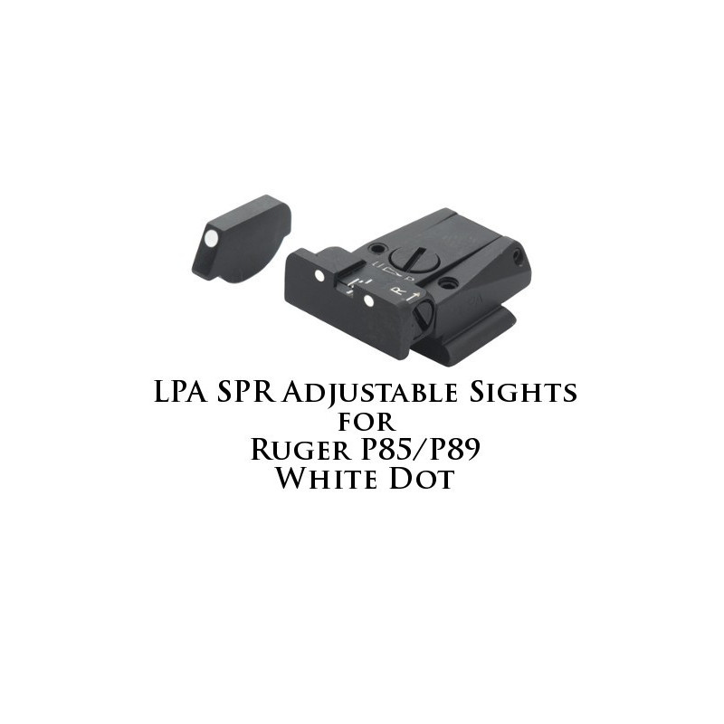 LPA SPR Adjustable Sights for Ruger P85/P89 White Dot SPR85RU-30
