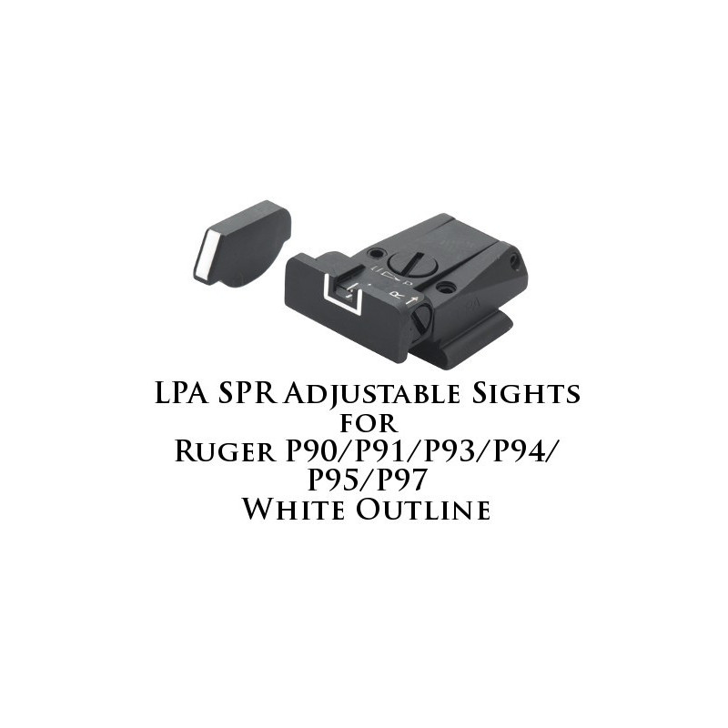 LPA SPR Adjustable Sights for Ruger P90-P97 White Outline SPR91RU-18