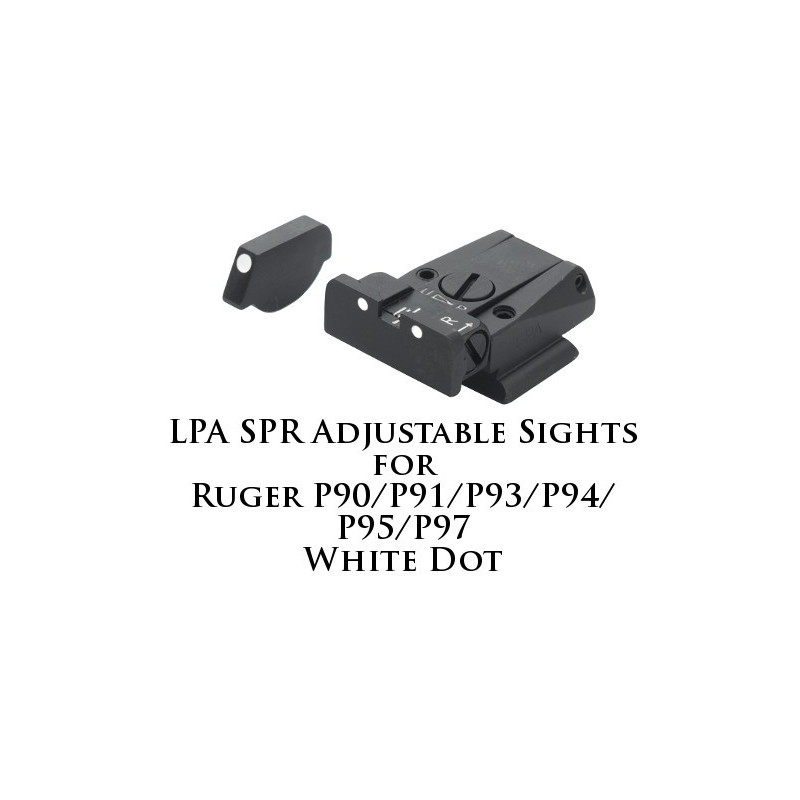 LPA SPR Adjustable Sights for Ruger P90-P97 White Dot SPR91RU-30