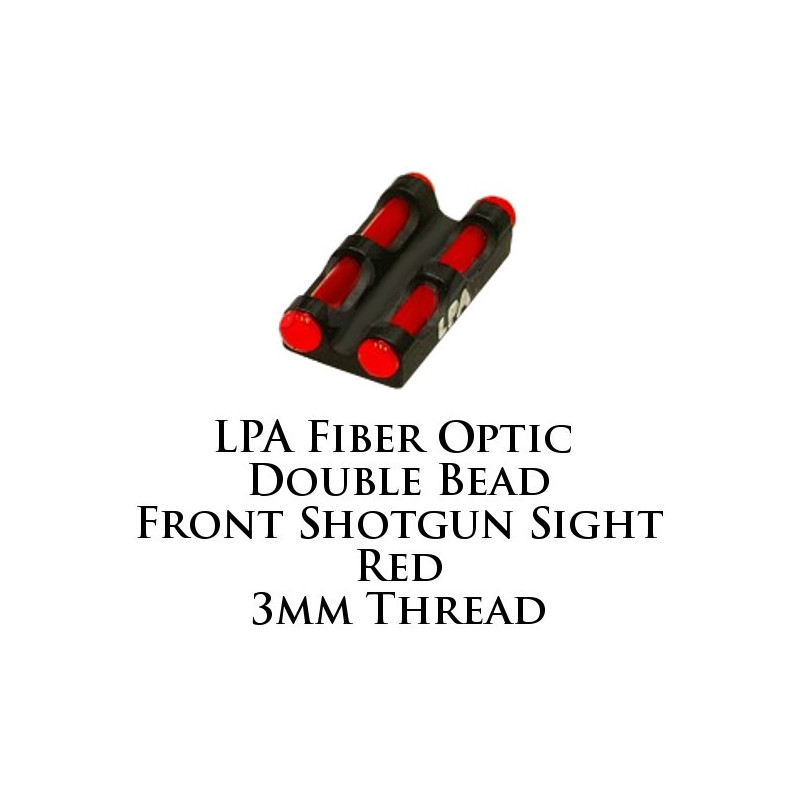 LPA Fiber Optic Double Bead Shotgun Sight Red 3mm MF30R