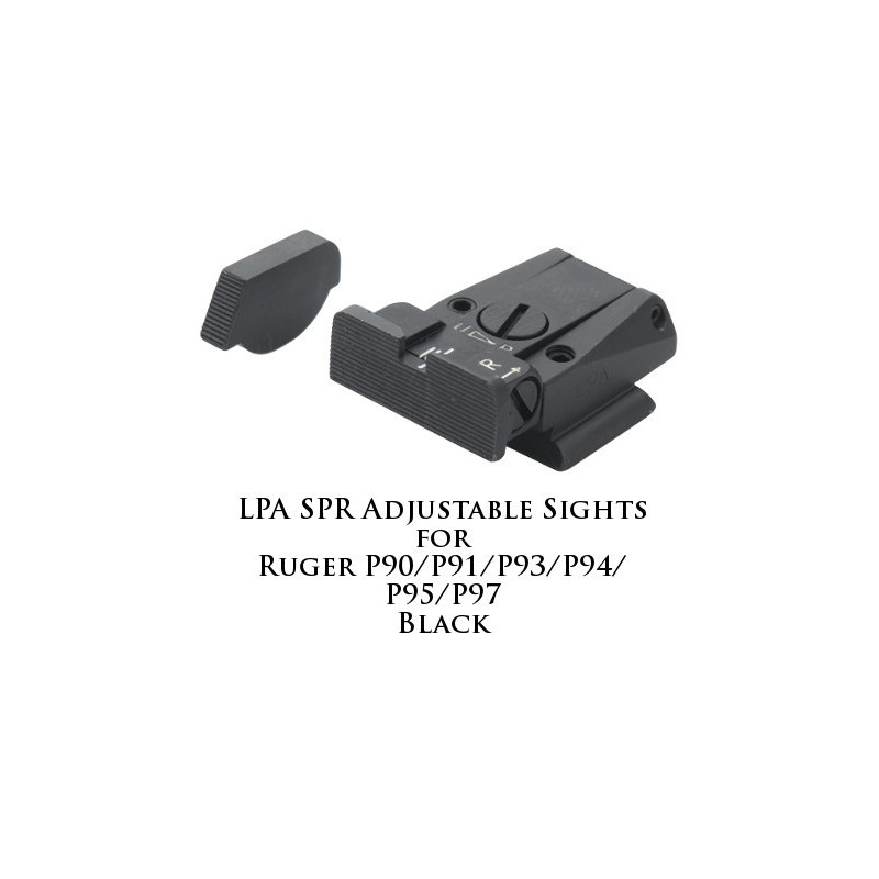 LPA SPR Adjustable Sights for Ruger P90-P97 Black Serrated SPR91RU-07
