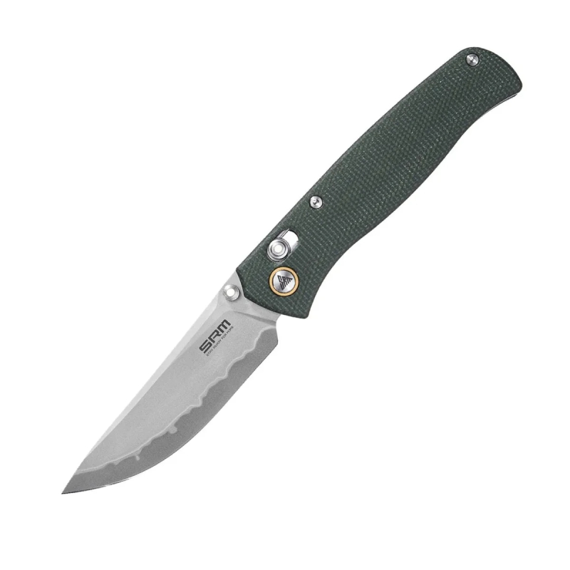 SRM Medal 3.2 Inch EDC Knife Laminated 140Cr Steel OD Green SRM-255L-MB2