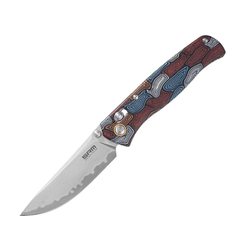SRM Medal 3.2 Inch EDC Knife Laminated 140Cr Steel Damascus Handle SRM-255L-GQ2