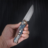 SRM Medal 3.2 Inch EDC Knife Laminated 140Cr Steel Damascus Handle SRM-255L-GQ2