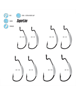 Gamakatsu Superline Weighted EWG Hook 2/0 1/8 oz Pack of 5 74412-1/8
