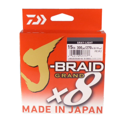 Daiwa J-Braid X8 Grand Braided Fishing Line Light Gray 15lb 300 Yards JBGD8U15-300GL