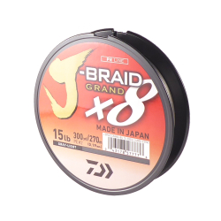 Daiwa J-Braid X8 Grand Braided Fishing Line Light Gray 15lb 300 Yards JBGD8U15-300GL