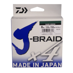 Daiwa J-Braid X4 Braided Fishing Line Dark Green 8lb 150 Yards JB4U8-150DG