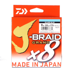 Daiwa J-Braid X8 Grand Braided Fishing Line Island Blue 8lb 300 Yards JBGD8U8-300IB