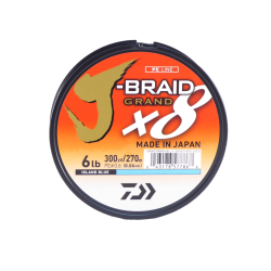 Daiwa J-Braid X8 Grand Braided Fishing Line Island Blue 6lb 300 Yards JBGD8U6-300IB