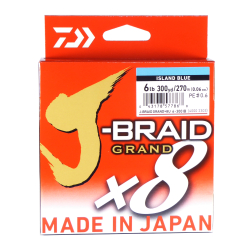 Daiwa J-Braid X8 Grand Braided Fishing Line Island Blue 6lb 300 Yards JBGD8U6-300IB
