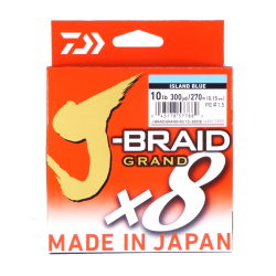 Daiwa J-Braid X8 Grand Braided Fishing Line Island Blue 10lb 300 Yards JBGD8U10-300IB
