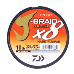 Daiwa J-Braid X8 Grand Braided Fishing Line Island Blue 10lb 300 Yards JBGD8U10-300IB