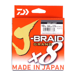 Daiwa J-Braid X8 Grand Braided Fishing Line Light Gray 10lb 300 Yards JBGD8U10-300GL