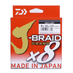 Daiwa J-Braid X8 Grand Braided Fishing Line Light Gray 6lb 300 Yards JBGD8U6-300GL